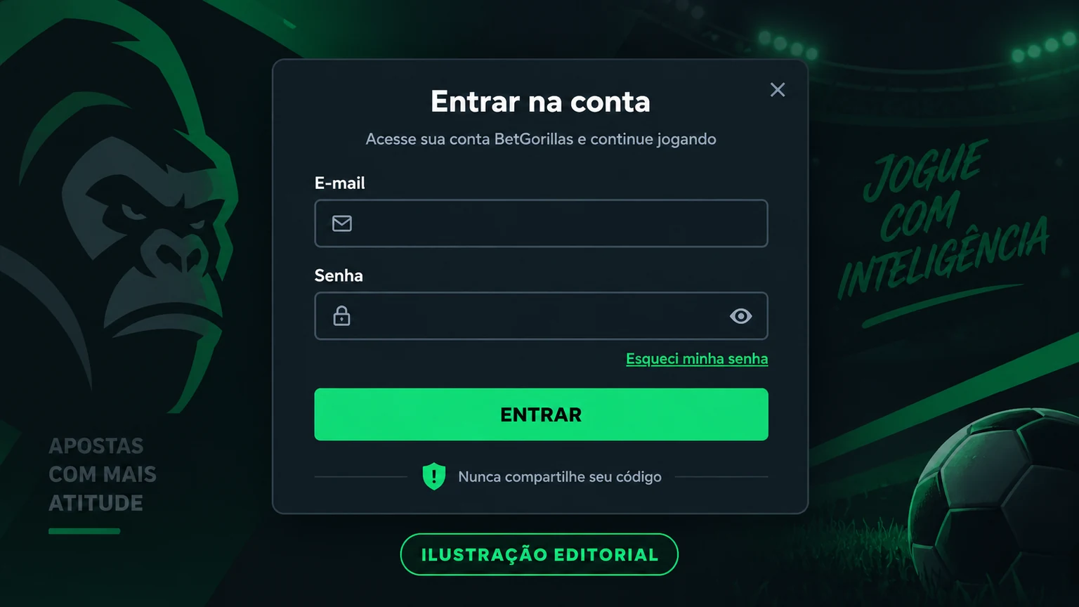 Estrutura ilustrativa dos campos e controles que devem ser conferidos no login