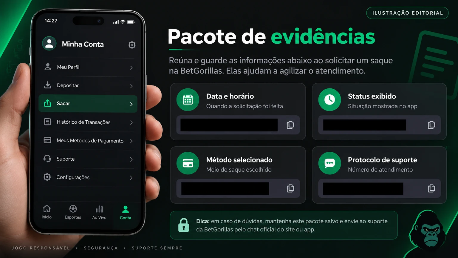 Conjunto de comprovantes redigidos para acompanhar uma pendência de pagamento